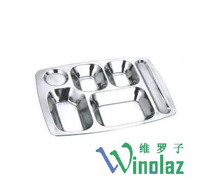 6 grid of stainless steel snack plate 34X26CM