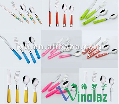 Plastic handle knife and fork spoon
